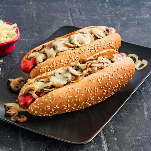Mushroom and Cheese Hot Dog